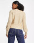 JDY v neck ribbed cardigan in beige