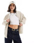 Vero Moda leather look bomber jacket in stone