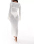 Aria Cove wide sleeve maxi crochet beach dress in white