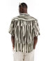 ASOS DESIGN boxy relaxed revere shirt with abstract stripe in brown