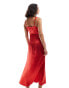 Never Fully Dressed lace cut-out slip midaxi dress in red