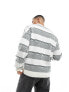 New Look stripe crew neck jumper in off white and khaki