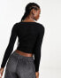 New Look scoop hem slash neck top in dark grey