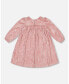 Big Girls Long Sleeve Velvet Dress With Frills Light Pink