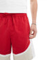 ASOS DESIGN longer length short in red nylon and white stripe detail