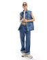 ASOS DESIGN oversized denim waistcoat in mid wash blue