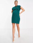 Closet London Maternity belted tie waist mini dress in emerald green