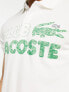 Lacoste club polo shirt in white with front graphics