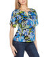 Women's Abstract Floral Cutout Detail Top