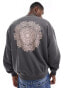 ONLY & SONS boxy fit sweater with mandala back print in washed grey