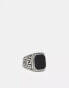 ASOS DESIGN waterproof stainless steel signet ring with black acrylic stone