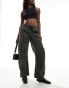 Pull&Bear slouchy wide leg jean in khaki leopard print