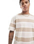 Threadbare oversized stripe t-shirt in light brown