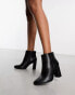 Yours Wide Fit heeled pointed ankle boots in black