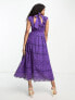 ASOS DESIGN Lace midi dress with bow back detail in purple