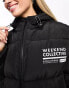 ASOS Weekend Collective waisted padded coat with logo in black