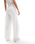 Cotton On drawstring straight leg trousers in white linen