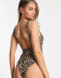 Wolf & Whistle Fuller Bust Exclusive swimsuit in leopard print