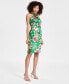 Women's Twist-Front Floral Stretch Satin Dress