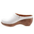 Softwalk Madison S2056-100 Womens White Leather Slip On Clog Flats Shoes