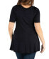 Plus Size Elbow Sleeve Henley Tunic Top