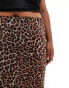 New Look Curve mesh midi skirt in leopard