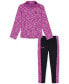 Toddler and Little Girl 2-Pc. Quarter-Zip Stretch Twist Pullover & Side-Stripe Leggings