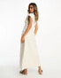 ASOS DESIGN sleeveless shirt midi dress with crochet waist in natural