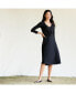 Women's Lightweight Cotton Modal 3/4 Sleeve Fit and Flare V-Neck Dress