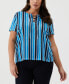 Plus Size Eco Stripe Lace-Up Short Sleeve Tee Shirt