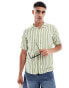 ONLY & SONS revere collar stripe shirt in sage