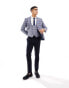 Harry Brown check skinny fit suit jacket in light blue