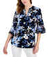 Petite Dot-Print Flutter-Sleeve V-Neck Blouse