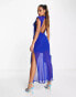 ASOS DESIGN sleeveless chiffon midaxi dress with open back in cobalt