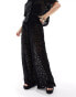 South Beach crochet beach trouser co-ord in black