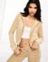 Juicy Couture velour zip through hoodie co-ord in light beige