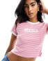 Levi's mini ringer t-shirt with chest text logo in pink stripe