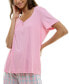 Women's Short-Sleeve Ribbed Henley Sleep Top