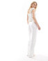 4th & Reckless Tall exclusive linen mix tie waist wide leg trousers in white