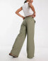 ASOS DESIGN pull on trouser in khaki stripe