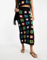 ASOS DESIGN crochet patchwork co-ord maxi skirt in multi