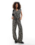 ASOS DESIGN wide leg trouser co-ord in leopard print