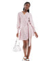 Glamorous ruffle detail mini wrap dress in pink ditsy