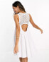 ASOS DESIGN sleeveless crochet neck mini dress in white