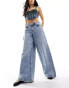 Noisy May wide leg jeans in light wash denim