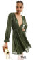 Jaded Rose Tall embellished babydoll mini dress in olive