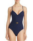 Tory Burch Womens 182565 T-Belt Navy One Piece Swimsuit Size M