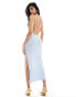 SNDYS fine knit sequin low back cami maxi dress in baby blue