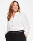 Plus Size High-Neck Button-Front Blouse