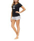 Женская пижама Jammies By Hip Style womens Tee with Ruffle Short Loungewear Set